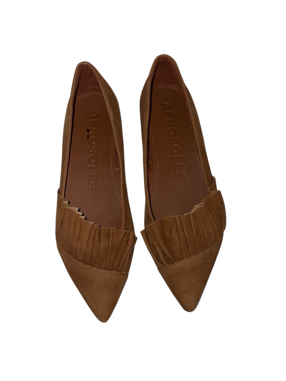 AEROSOLES Pointed Ruched Flats - Dillion -Brown Suade Sz 9M